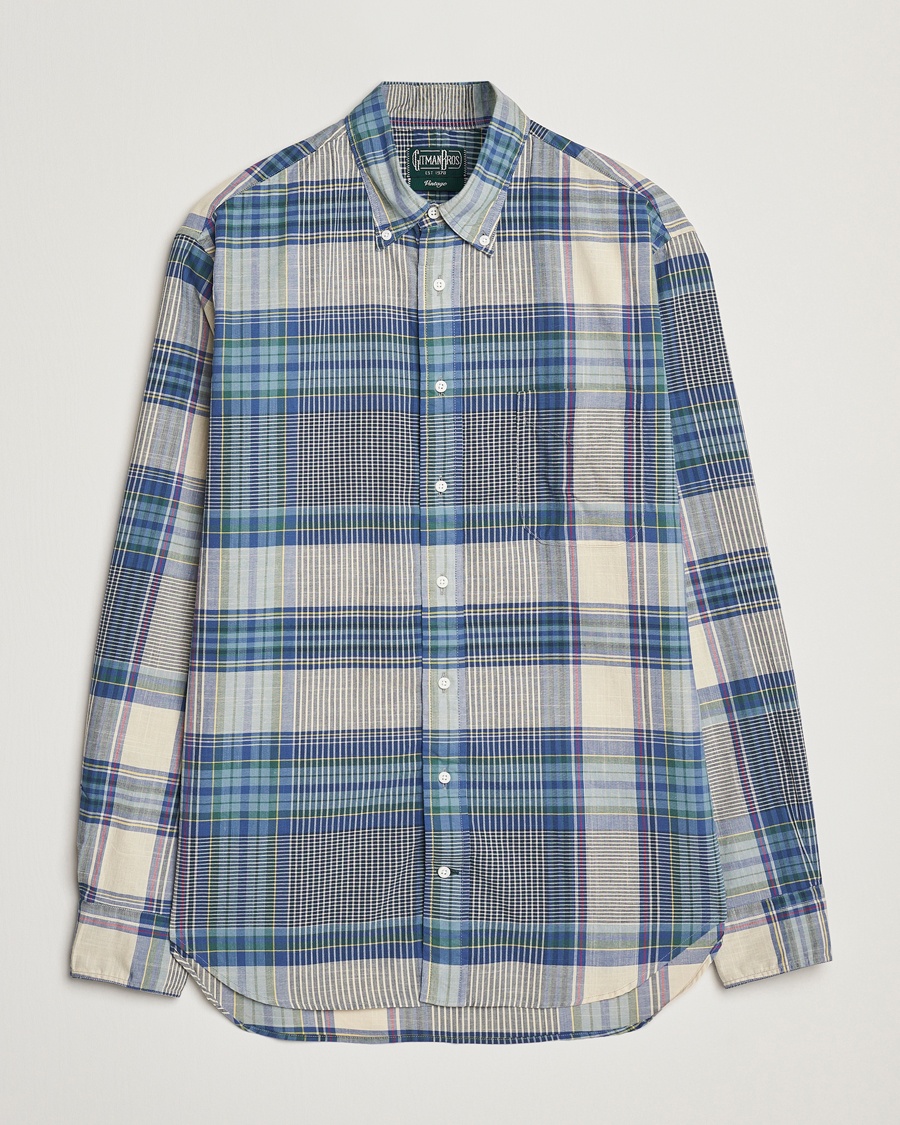 Herren | Freizeithemden | Gitman Vintage | Button Down Indian Madras Shirt Blue Check