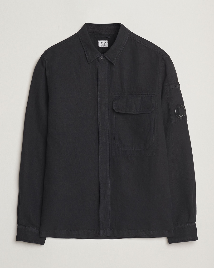 Herren | Frühlingsjacken | C.P. Company | Broken Linen/Cotton Overshirt Black