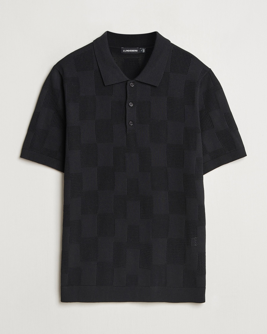 Herren | Poloshirt | J.Lindeberg | Reymond Stacked Bridge Polo Black