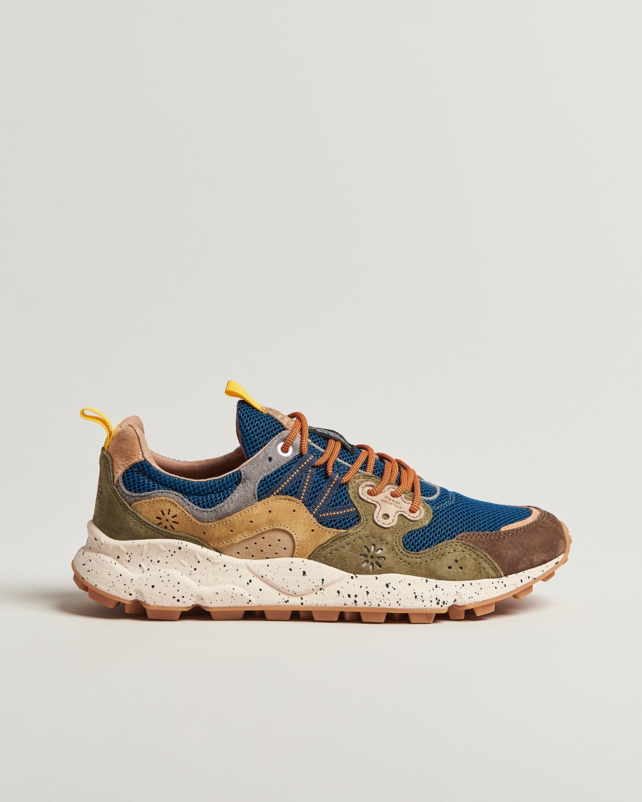 Herren | Aktuelle Marken | Flower Mountain | Yamano 3 Suede/Nylon Mesh Sneaker Green/Brown/Blue