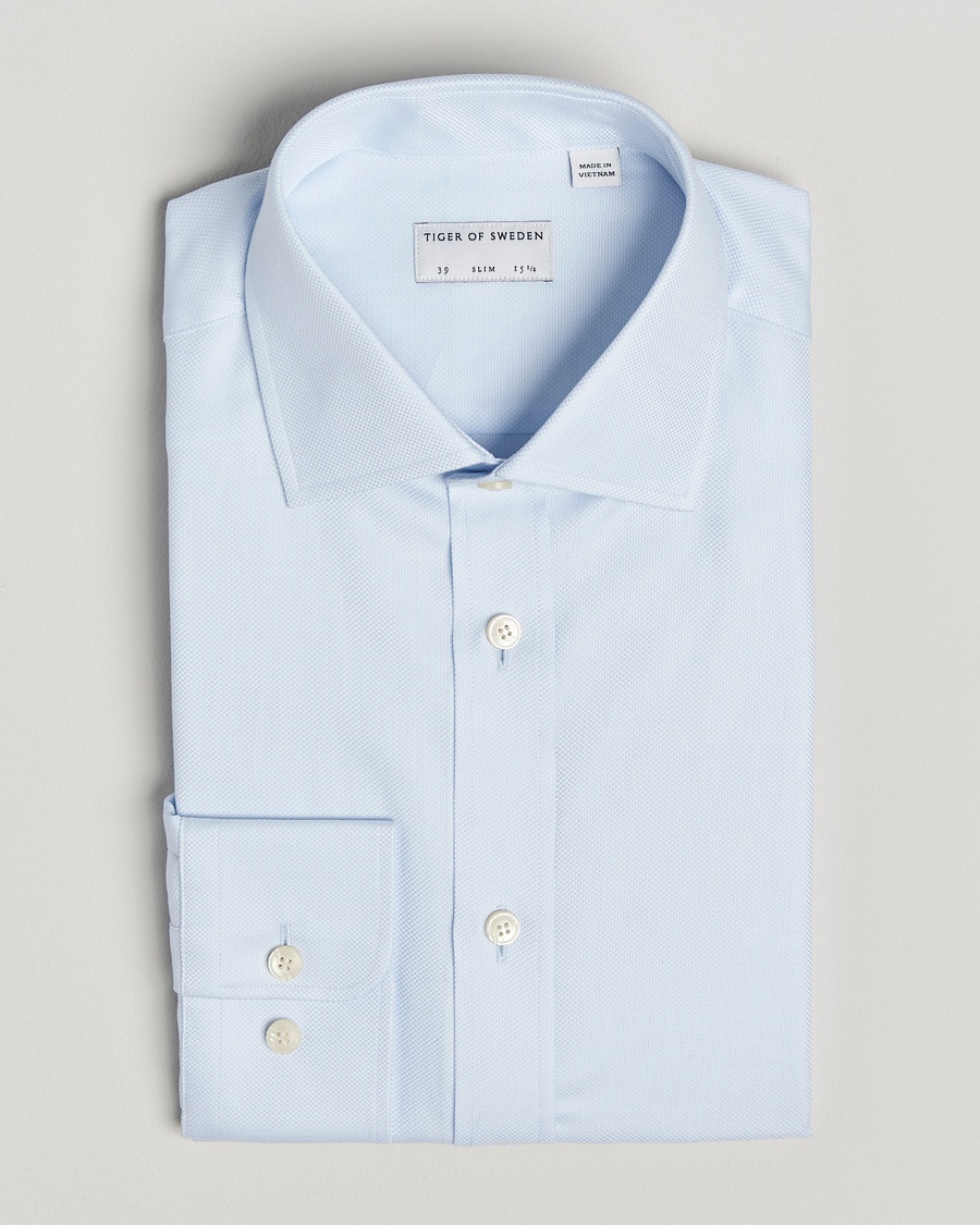 Herren | Formelle Hemden | Tiger of Sweden | Adley Structured Slim Fit Cut Away Shirt Light Blue