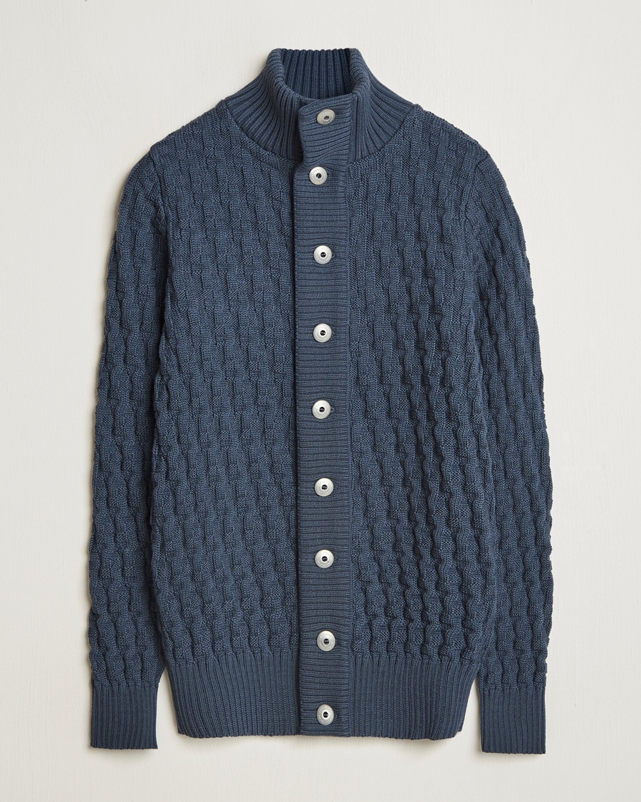 Herren | Cardigans | S.N.S. Herning | Stark Cable Cardigan Faded Mineral Blue