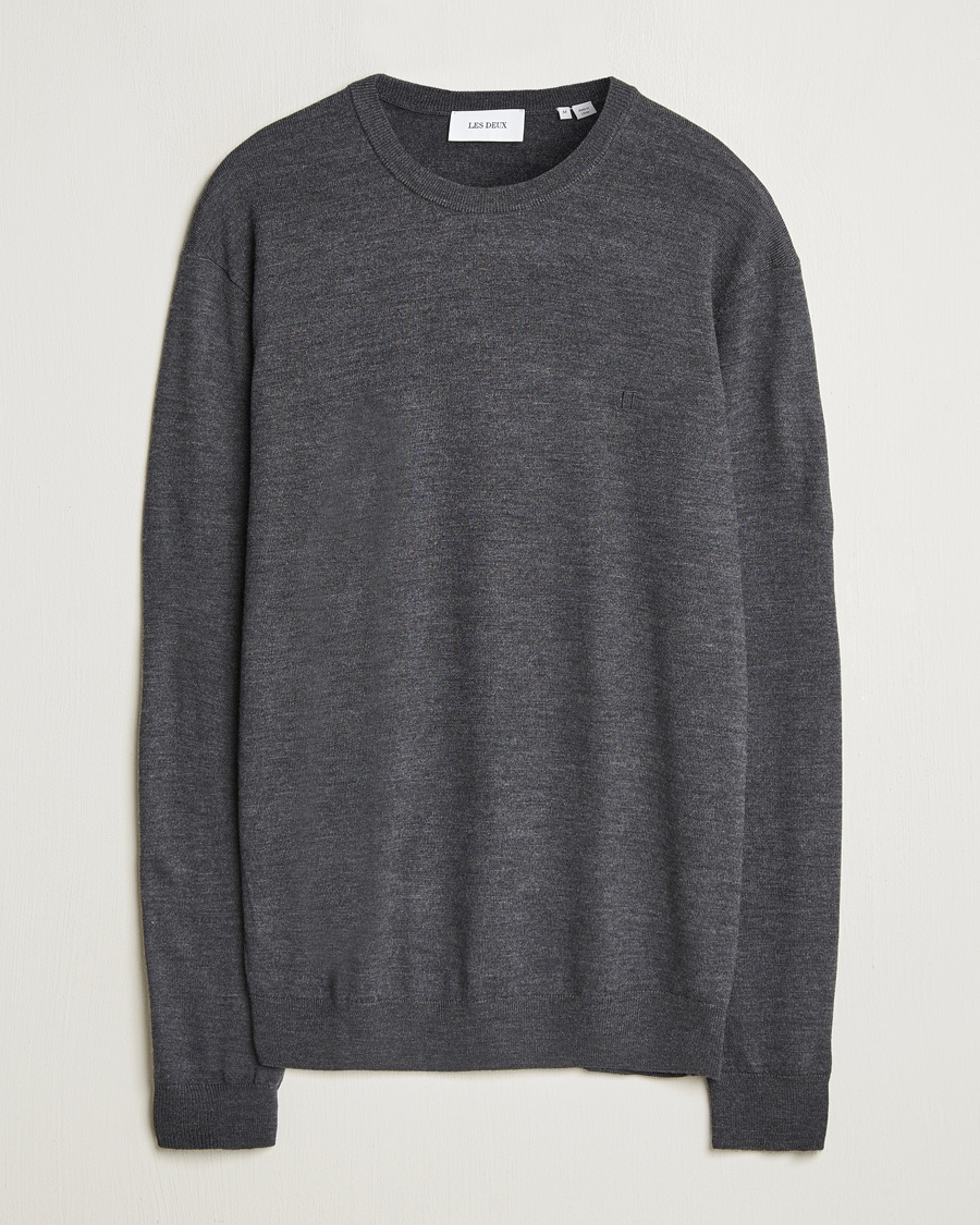 Herren | LES DEUX | LES DEUX | Greyson Merino Knit Dark Grey Melange