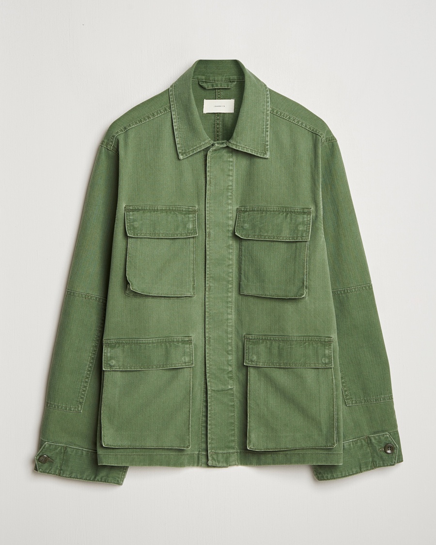 Herren | Overshirts | Jeanerica | Luc Herringbone Overshirt Chevron Green