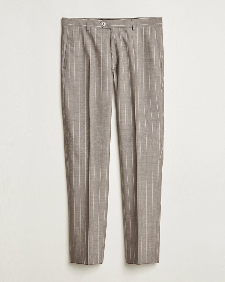 Herren | Kleidung | Oscar Jacobson | Dandy Striped Super 130s Wool Trouser Beige