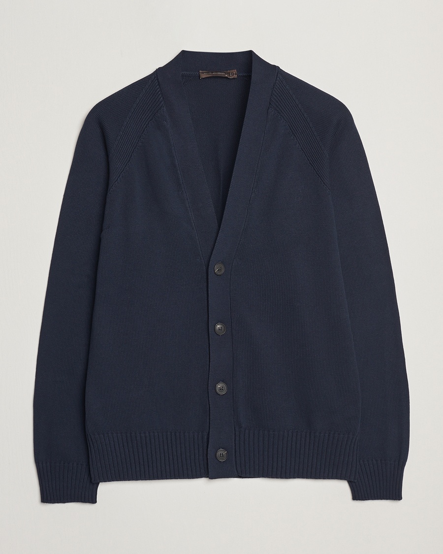 Herren | Cardigans | Oscar Jacobson | Hover Cotton Cardigan Navy