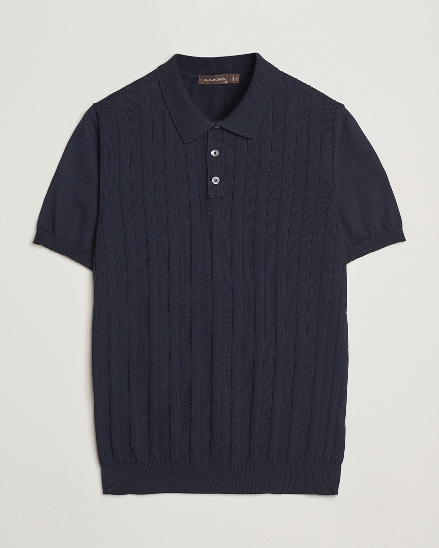 Oscar Jacobson Barto Structured Cotton Polo Navy – Blau