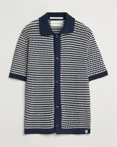Peregrine Island Crochet Knitted Shirt Navy – Blau