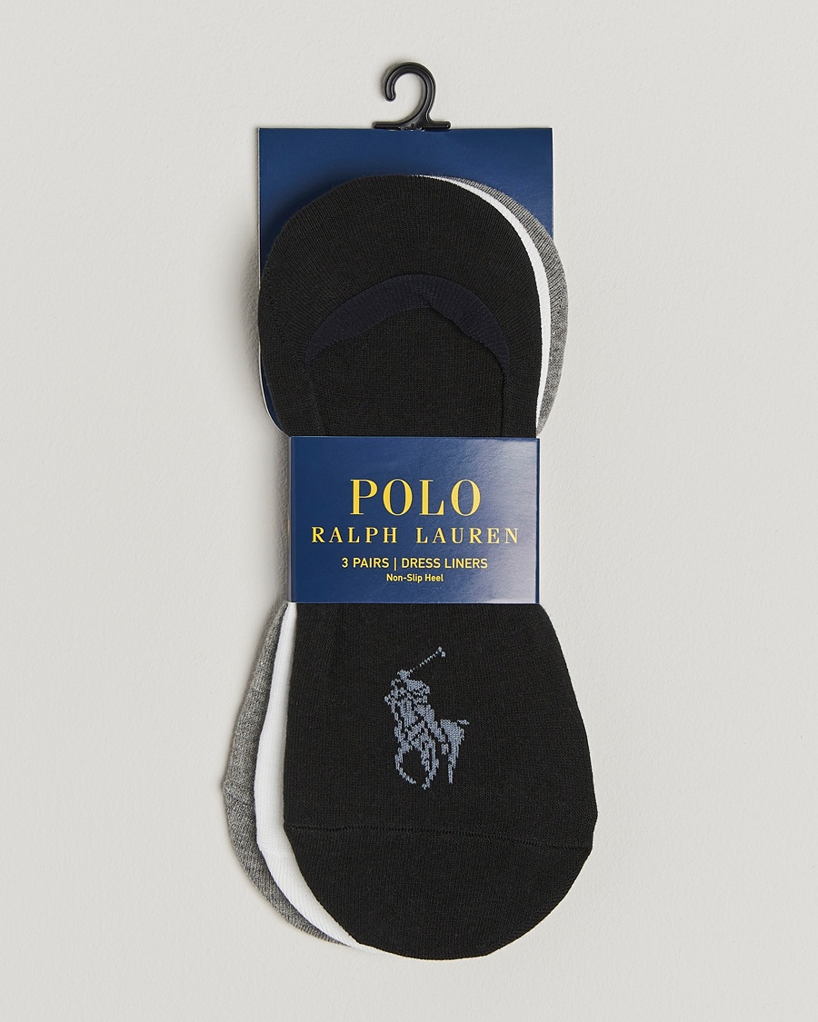 Polo Ralph Lauren 3-Pack No Show Big Pony Pony Socks Black/White/Grey – Grau