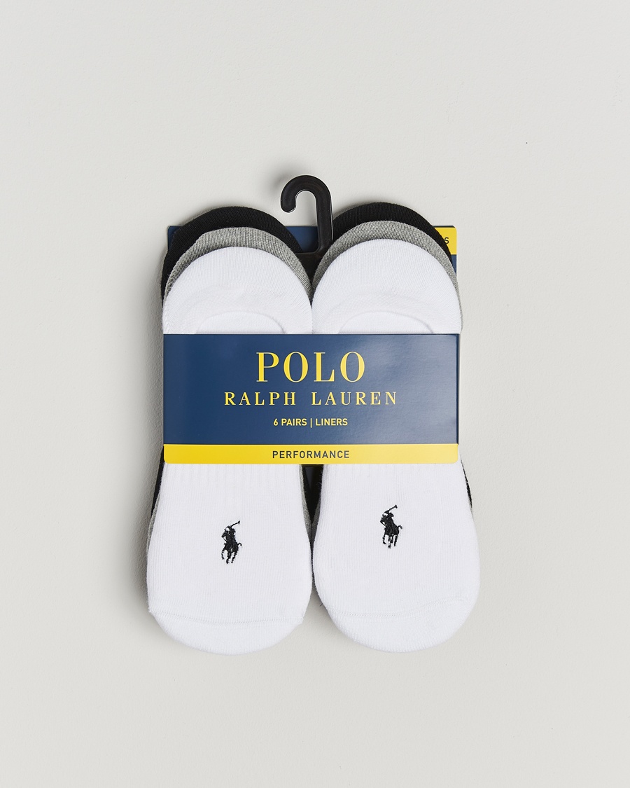 Polo Ralph Lauren 6-Pack No Show Big Pony Pony Socks Black/White/Grey – Grau