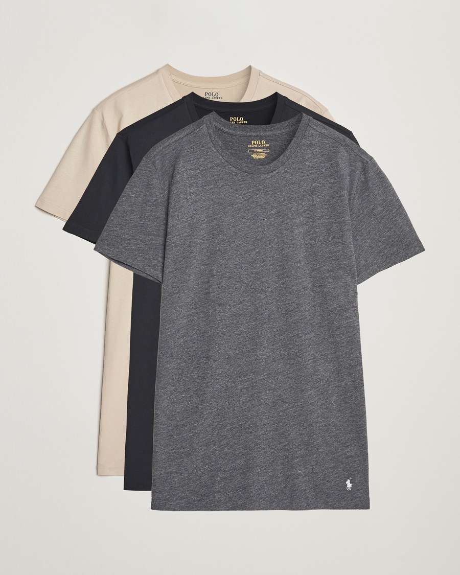 Polo Ralph Lauren 3-Pack Crew Neck T-Shirt Grey/Beige/Black – Grau