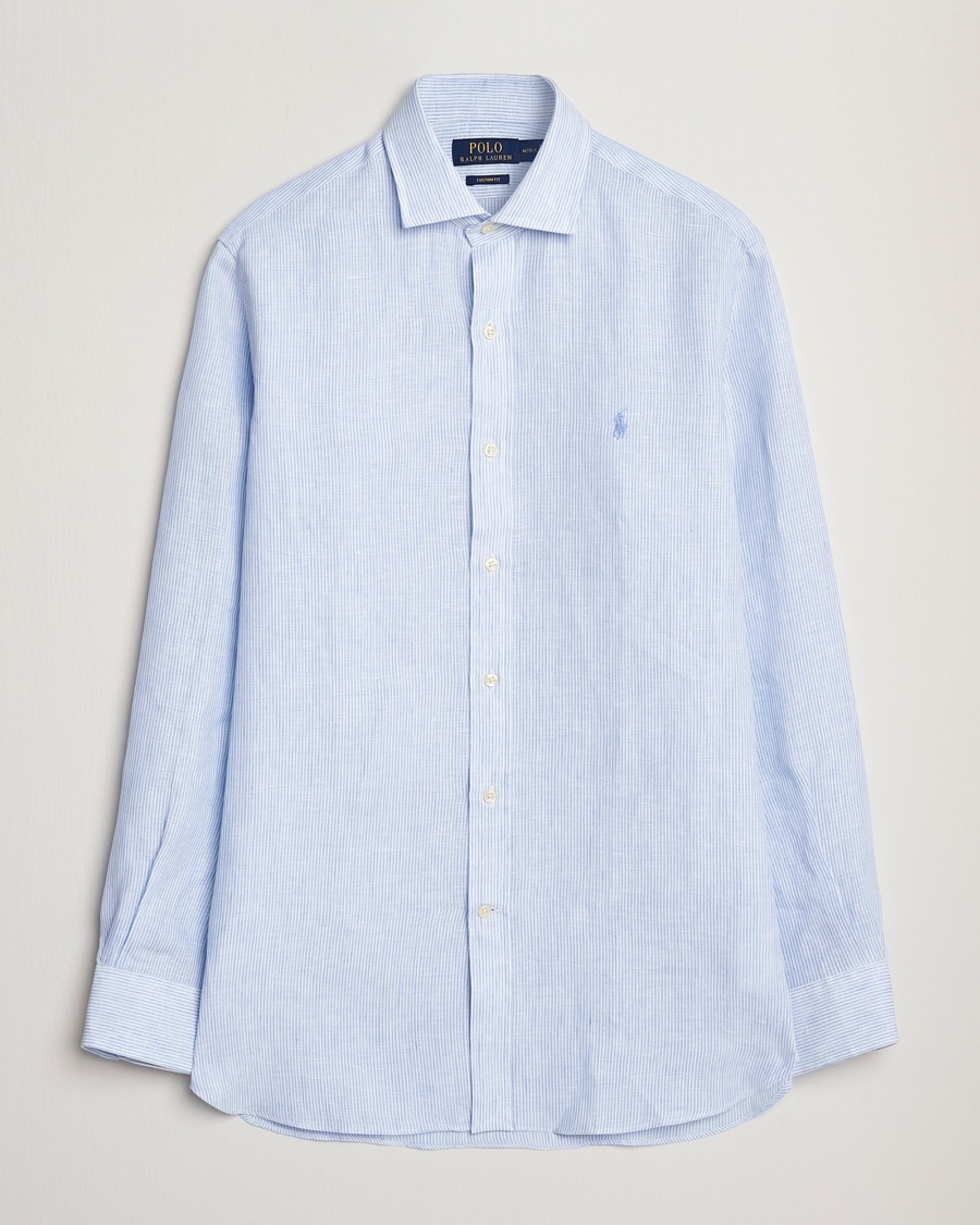 Herren | Hemden | Polo Ralph Lauren | Custom Fit Dressed Striped Linen Shirt Cabana Blue