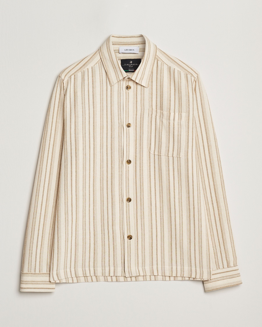 Herren | Business & Beyond | LES DEUX | Shane Stripe Cotton Overshirt Ivory