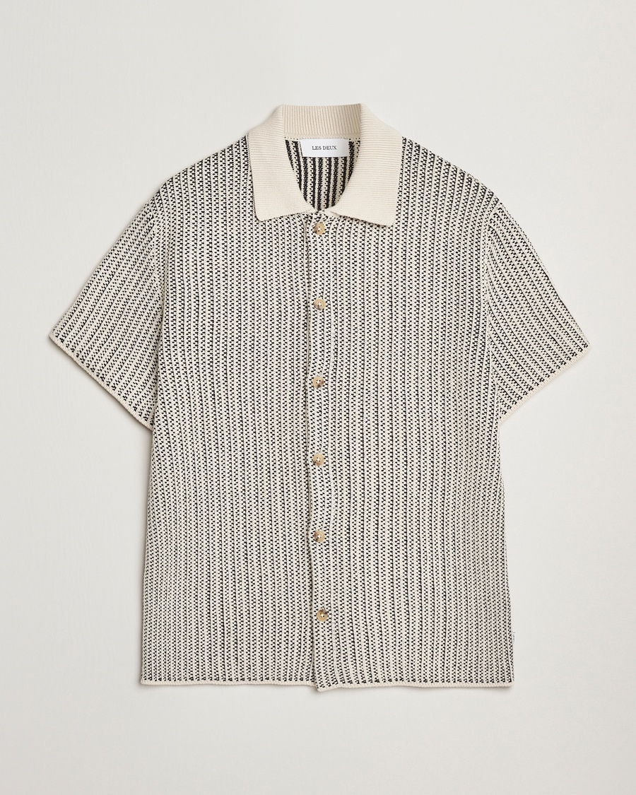 Herren | | LES DEUX | Easton Knitted Short Sleeve Shirt Ivory/Black