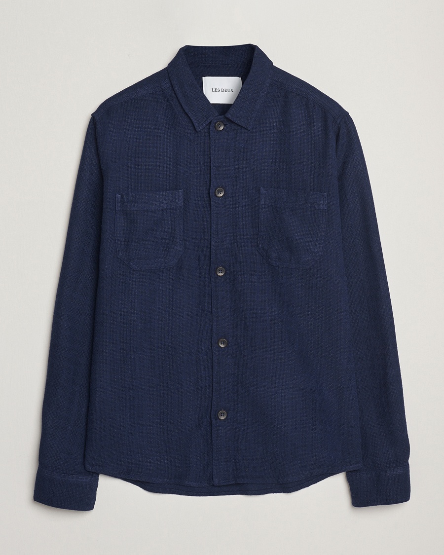 Herren | LES DEUX | LES DEUX | Hamilton Viscose/Linen Overshirt Navy