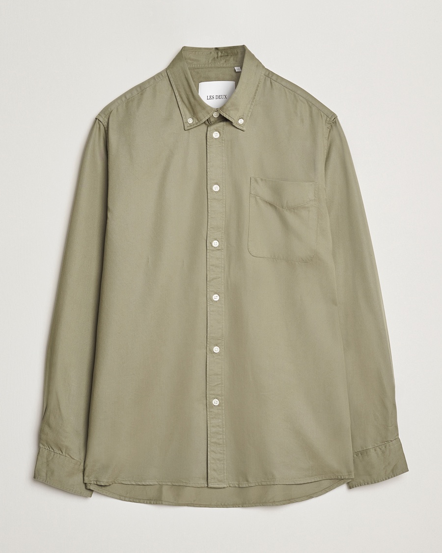Herren | LES DEUX | LES DEUX | Kent Tencel Shirt Lichen Green
