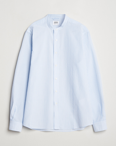 Herren | Freizeithemden | Aspesi | Seersucker Guru Collar Shirt Light Blue
