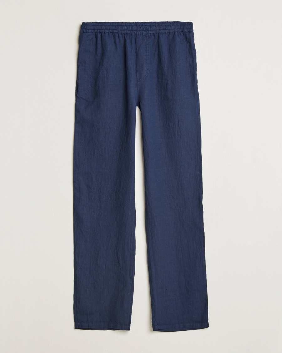 Herren | Leinenhosen | Aspesi | Ventura Drawstring Linen Pants Navy