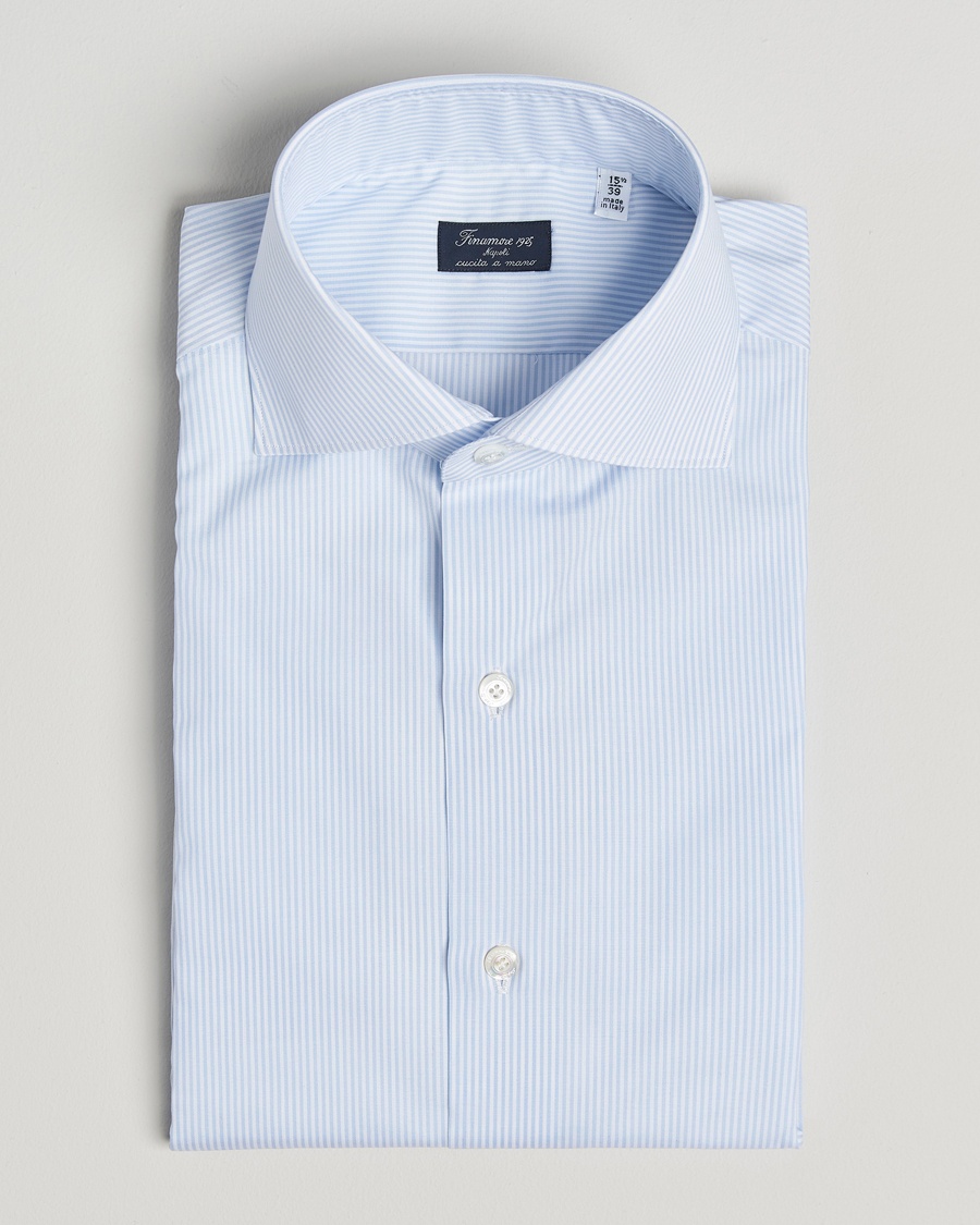 Herren | | Finamore Napoli | Milano Slim Zephyr Stripe Shirt Light Blue