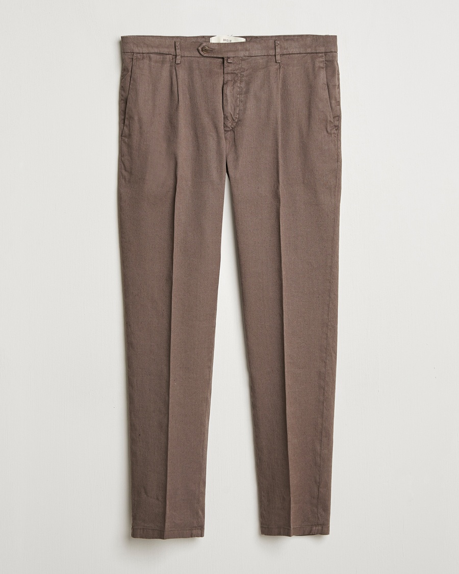 Herren | | Briglia 1949 | Pleated Linen Trousers Brown