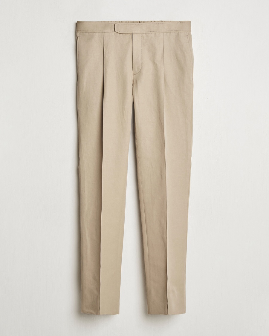 Herren | | Brioni | Cotton/Linen Pleated Trousers Beige
