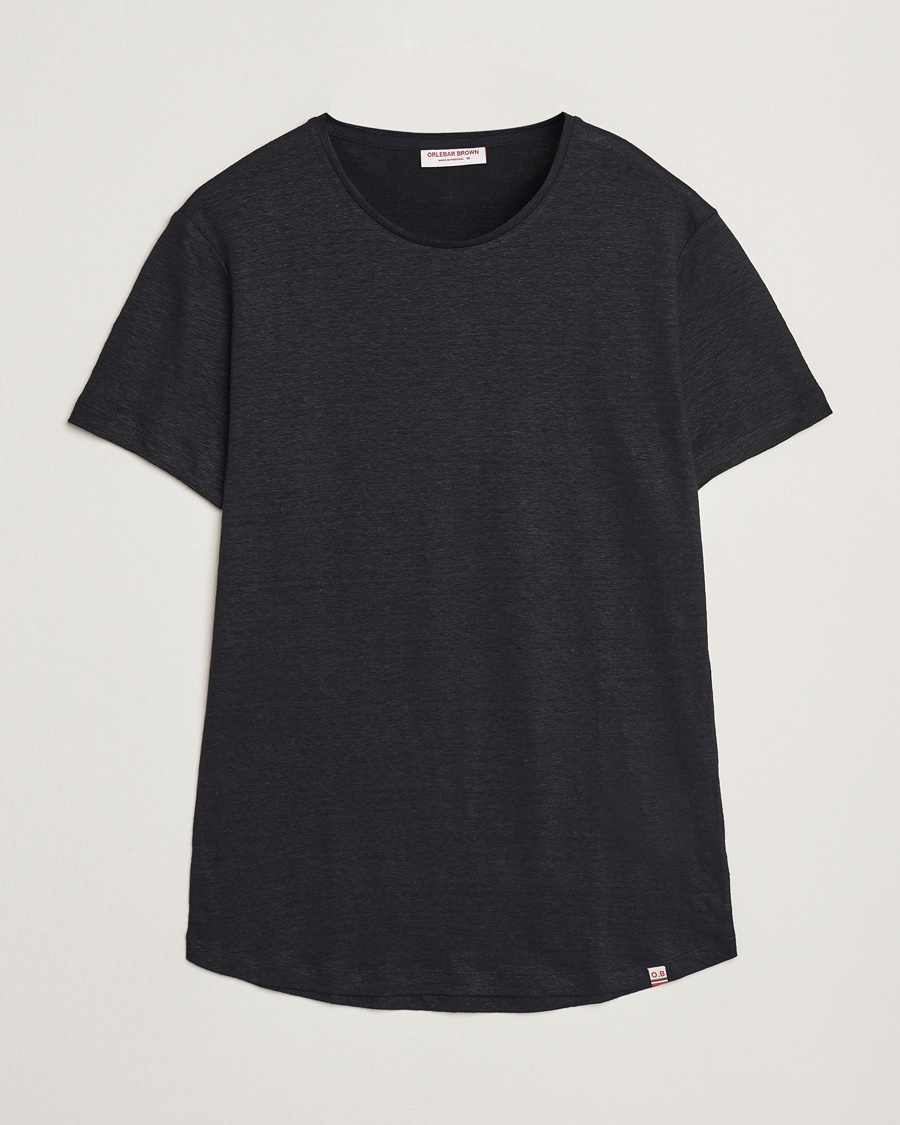 Herren | T-Shirts | Orlebar Brown | Linen T-Shirt Black