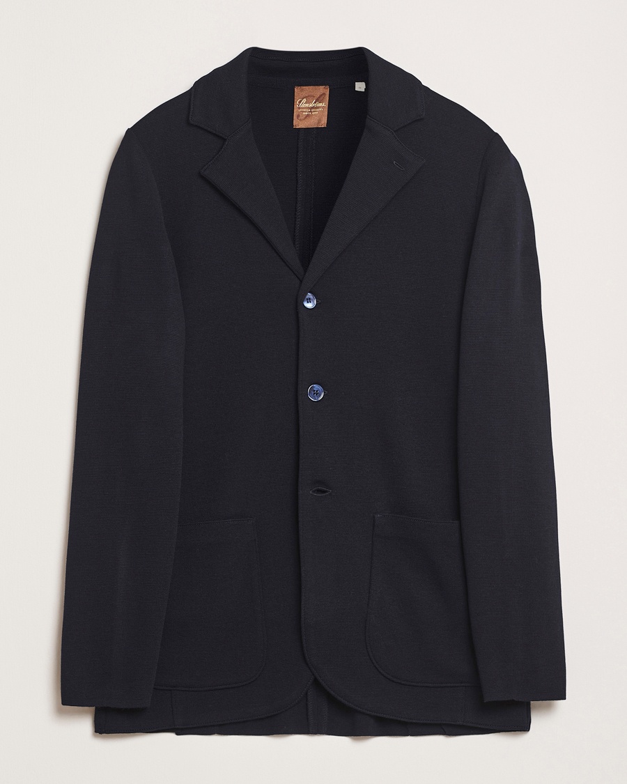 Stenströms Milano Knitted Merino Blazer Navy – Blau
