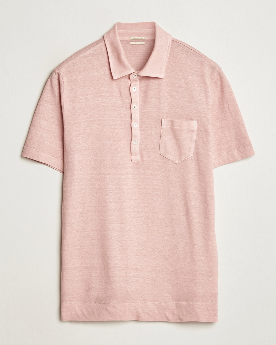 Herren | Kurzarm-Poloshirts | Massimo Alba | Filicudi Cotton/Linen Polo Pink