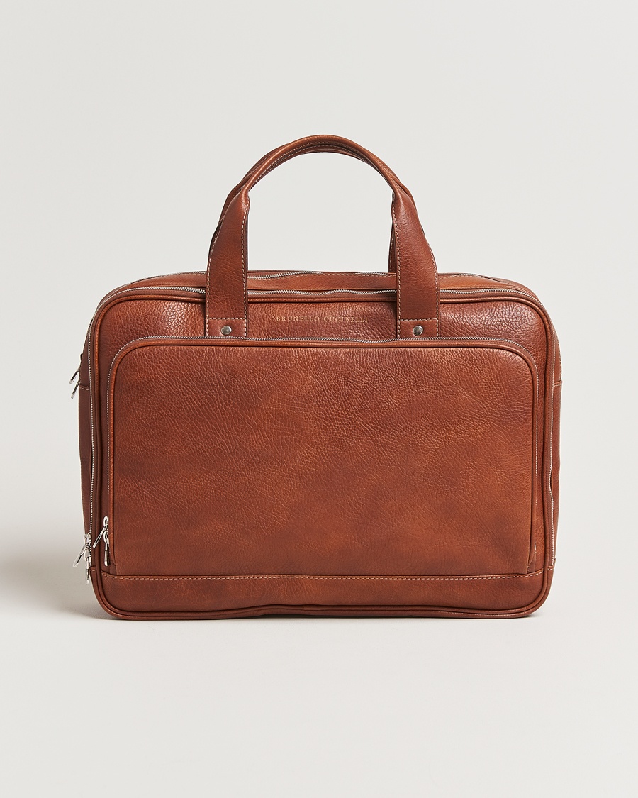 Herren | Weekender | Brunello Cucinelli | Grain Leather Briefcase Cognac