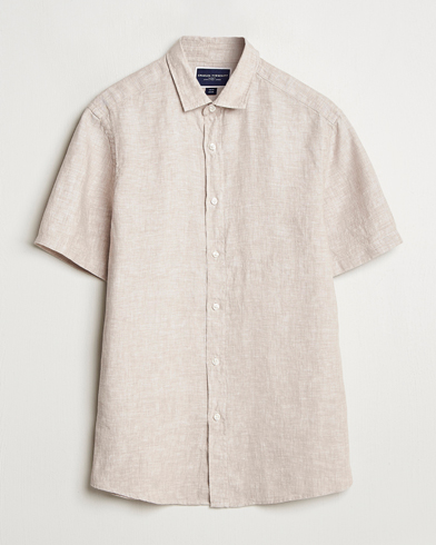 Herren | Kleidung | Charles Tyrwhitt | Pure Linen Short Sleeve Slim Fit Shirt Oatmeal