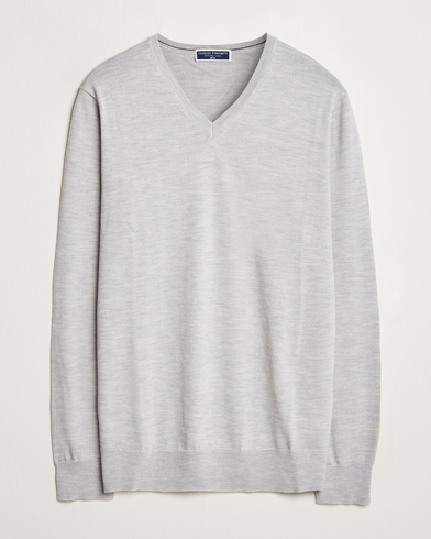 Herren | Kleidung | Charles Tyrwhitt | Pure Merino V-Neck Jumper Silver Grey