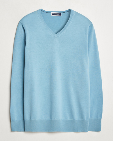 Herren | Kleidung | Charles Tyrwhitt | Pure Merino V-Neck Jumper Aqua Green