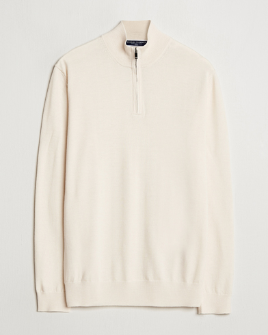 Herren | Kleidung | Charles Tyrwhitt | Pure Merino Zip Neck Jumper Cream