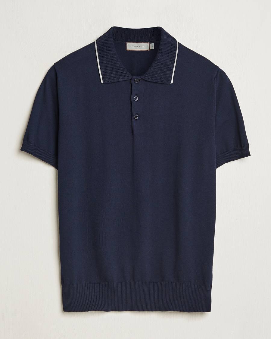 Herren | Neu im Onlineshop | Canali | Contrast Short Sleeve Polo Navy