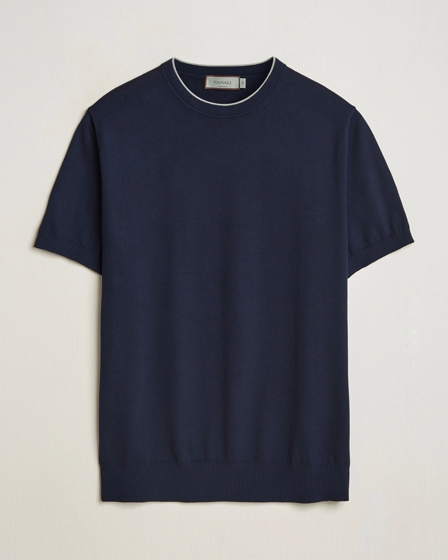 Herren | T-Shirts | Canali | Contrast Short Sleeve T-Shirt Navy