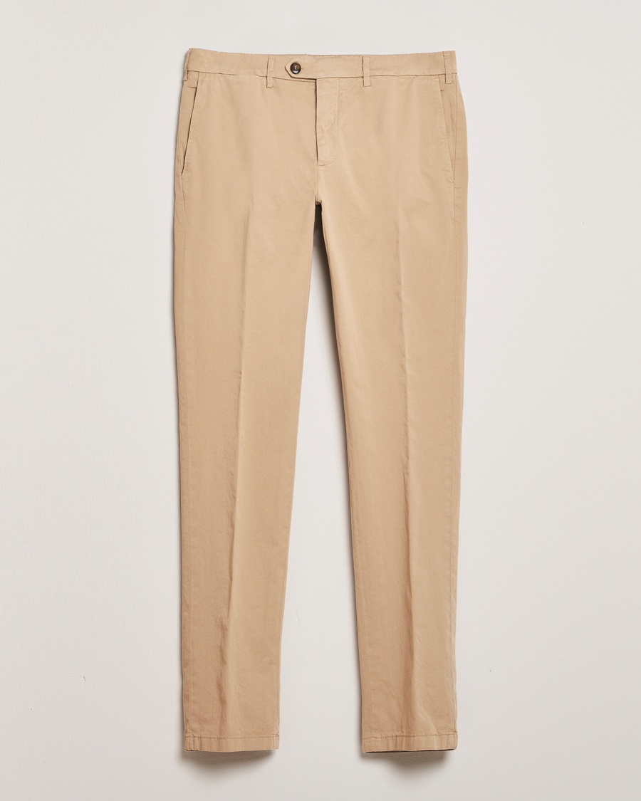 Herren | Chinos | Canali | Slim Fit Cotton Stretch Chinos Beige