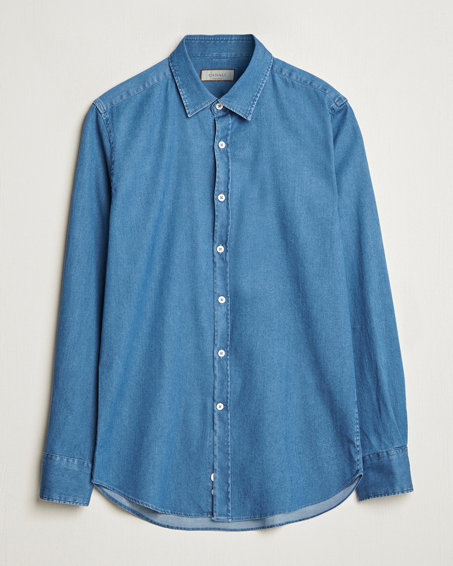 Herren | Jeanshemden | Canali | Slim Fit Denim Shirt Medium Blue Wash