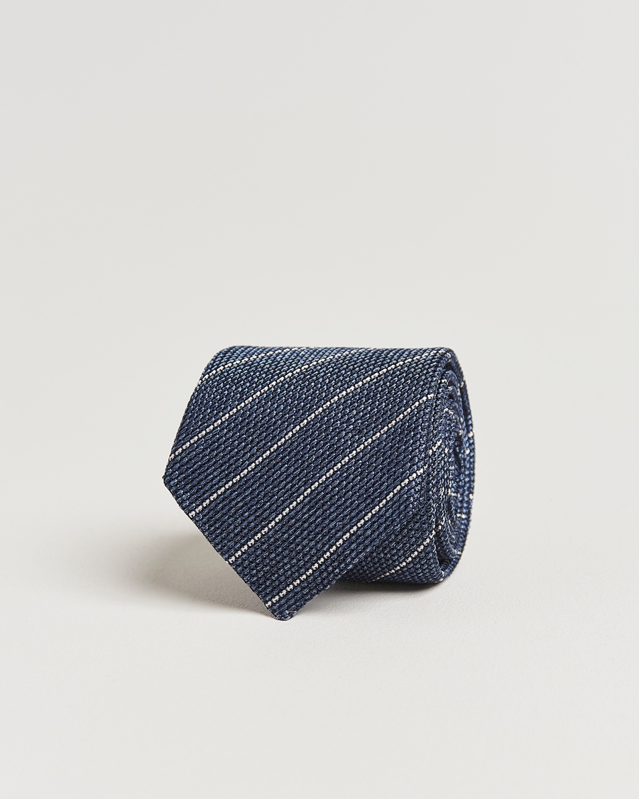 Herren | Accessoires | Canali | Garza Regimental Stripe Silk Tie Dark Blue