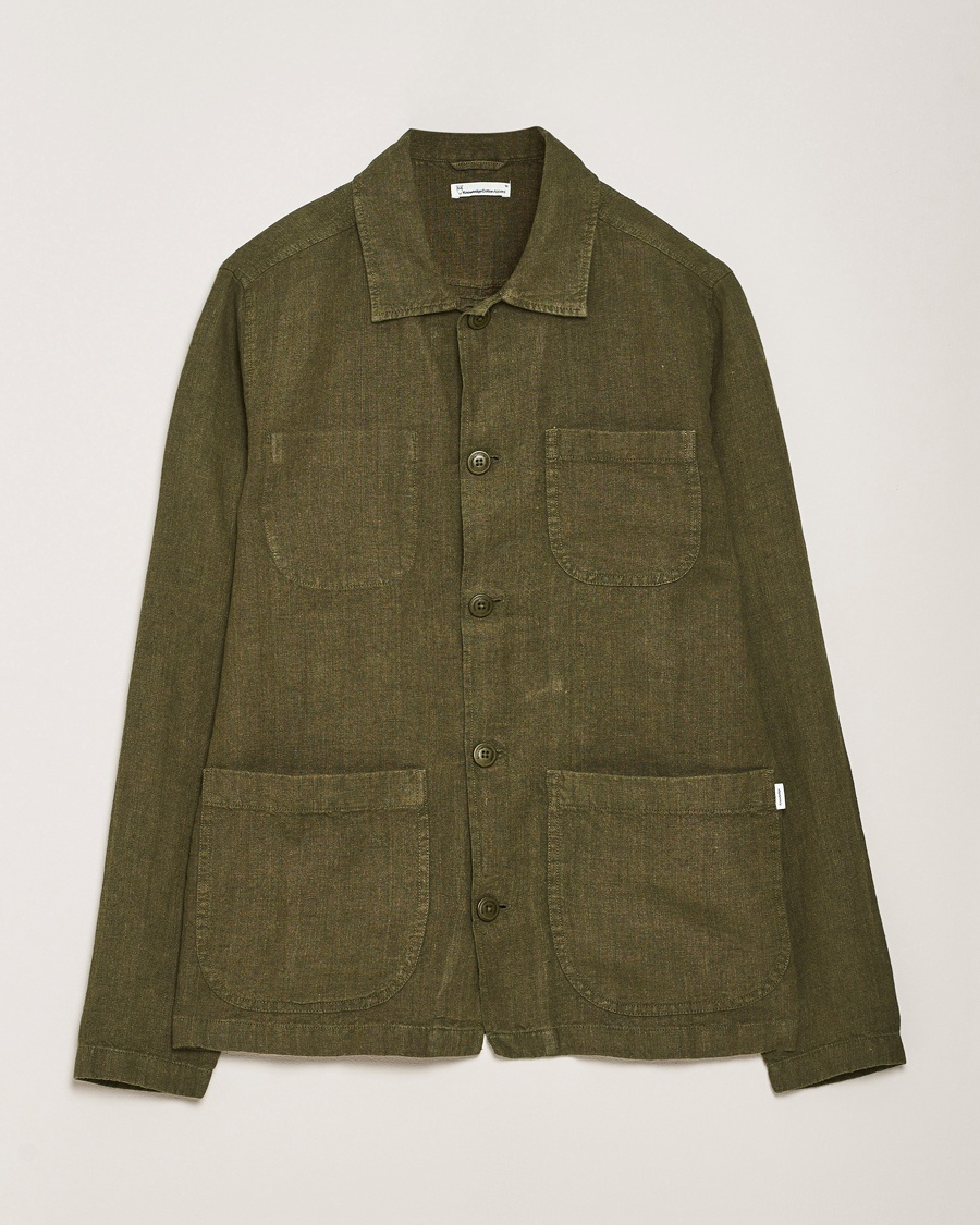 KnowledgeCotton Apparel Linen Overshirt Burnt Olive – Grün