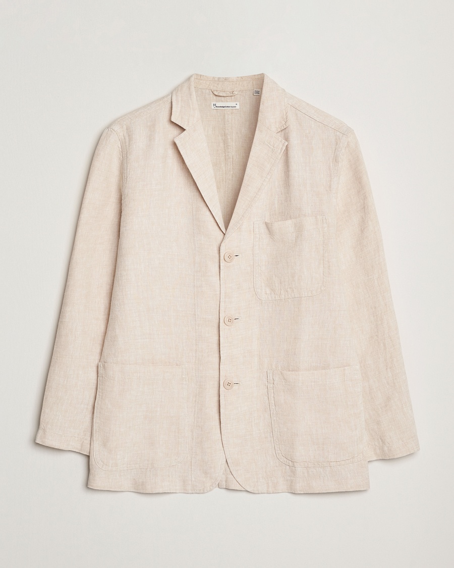 Herren | Sakkos | KnowledgeCotton Apparel | Linen Blazer Light Feather Grey