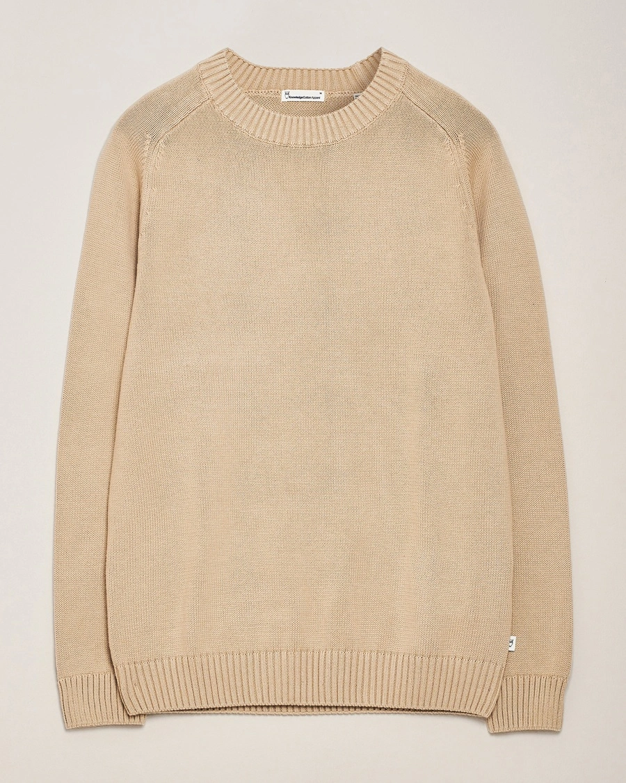Herren | | KnowledgeCotton Apparel | Plain Knitted Cotton Crew Light Feather Grey