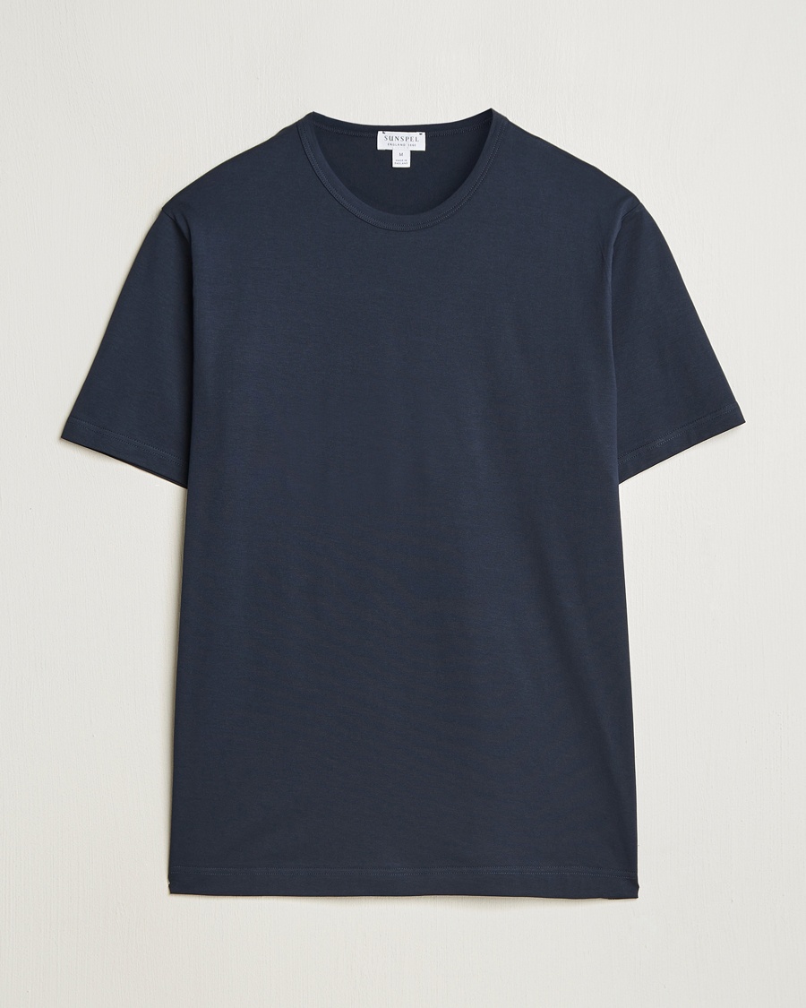 Sunspel Crew Neck Q82 Cotton T-Shirt Midnight Navy – Blau