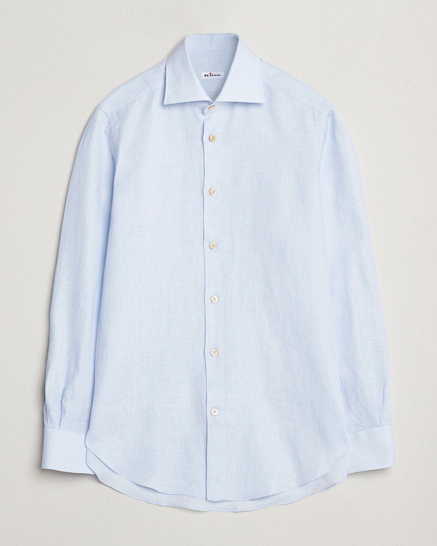 Herren | Leinenhemden | Kiton | Linen Sport Shirt Light Blue