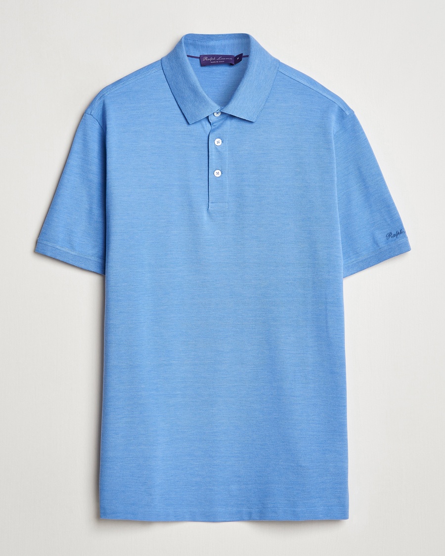 Herren | Kurzarm-Poloshirts | Ralph Lauren Purple Label | Cotton/Silk Short Sleeve Polo Cornflower
