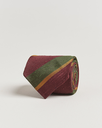 Herren | Neue Produktbilder | Drake's | Shantung Multi Stripe Silk Tie Burgundy