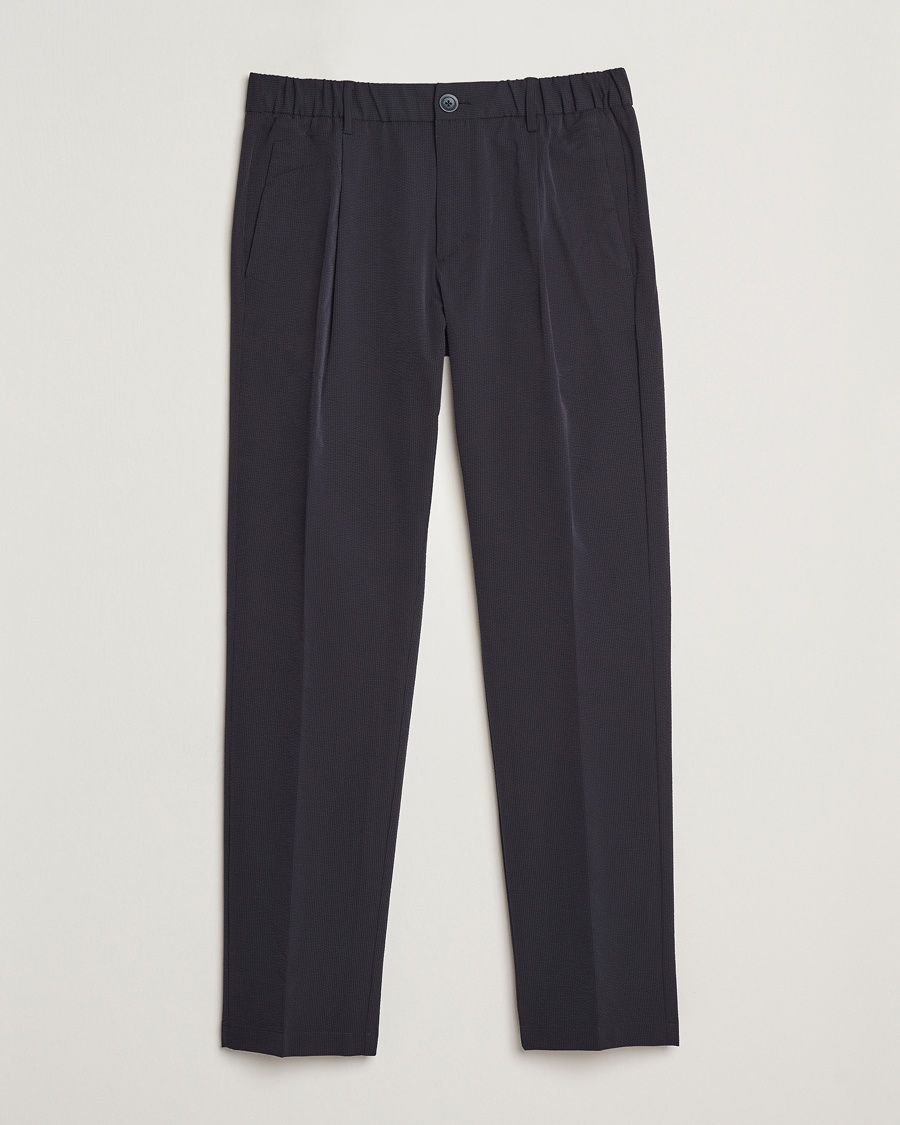Herno Seersucker Drawstring Pants Navy – Blau