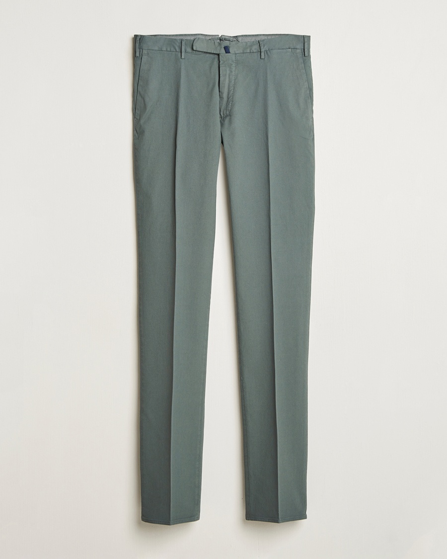 Herren | Kleidung | Incotex | Slim Fit Micro Structure Cotton Chinos Green