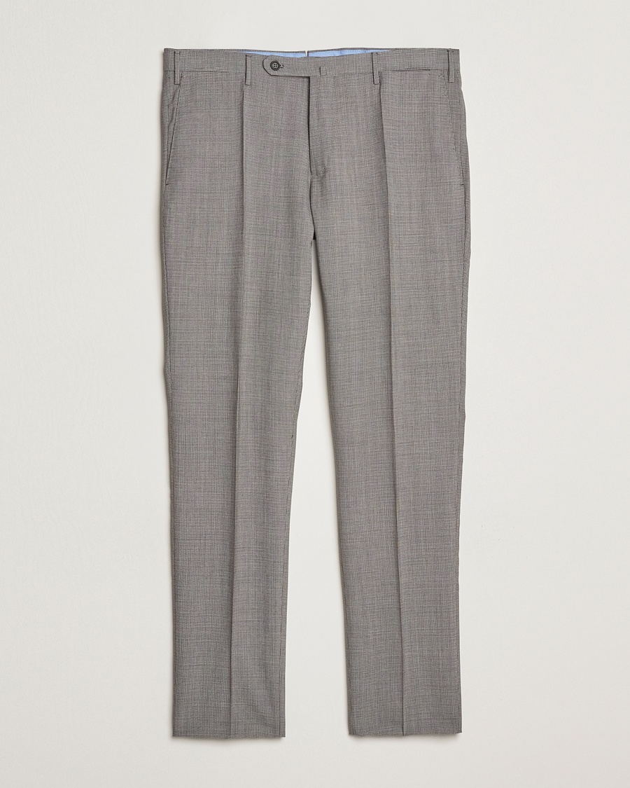 Herren | Kleidung | Incotex | Slim Fit Micro Houndstooth Wool Trousers Light Grey
