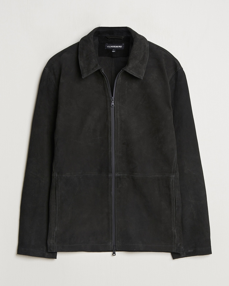 Herren | Lederjacken | J.Lindeberg | Jonah Suede Overshirt Black