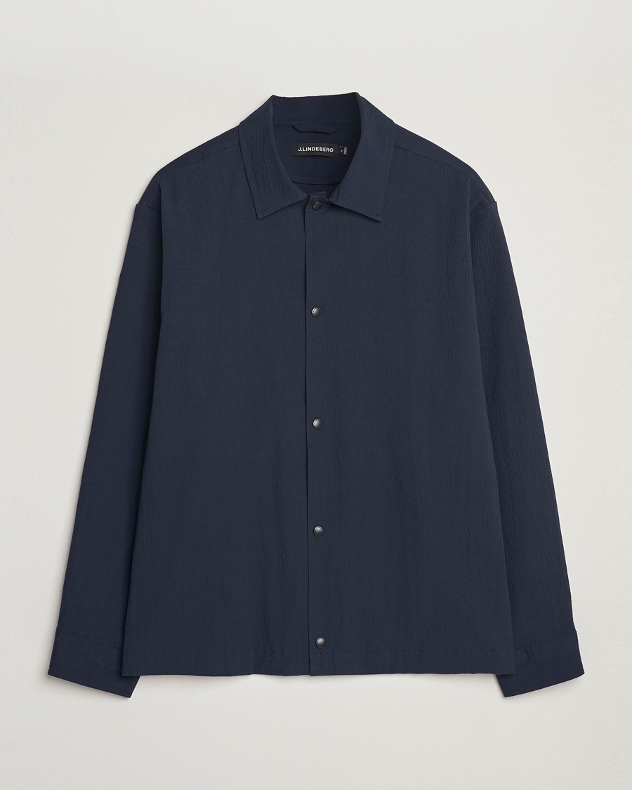 Herren | Hemden | J.Lindeberg | Celian Seersucker Overshirt Navy